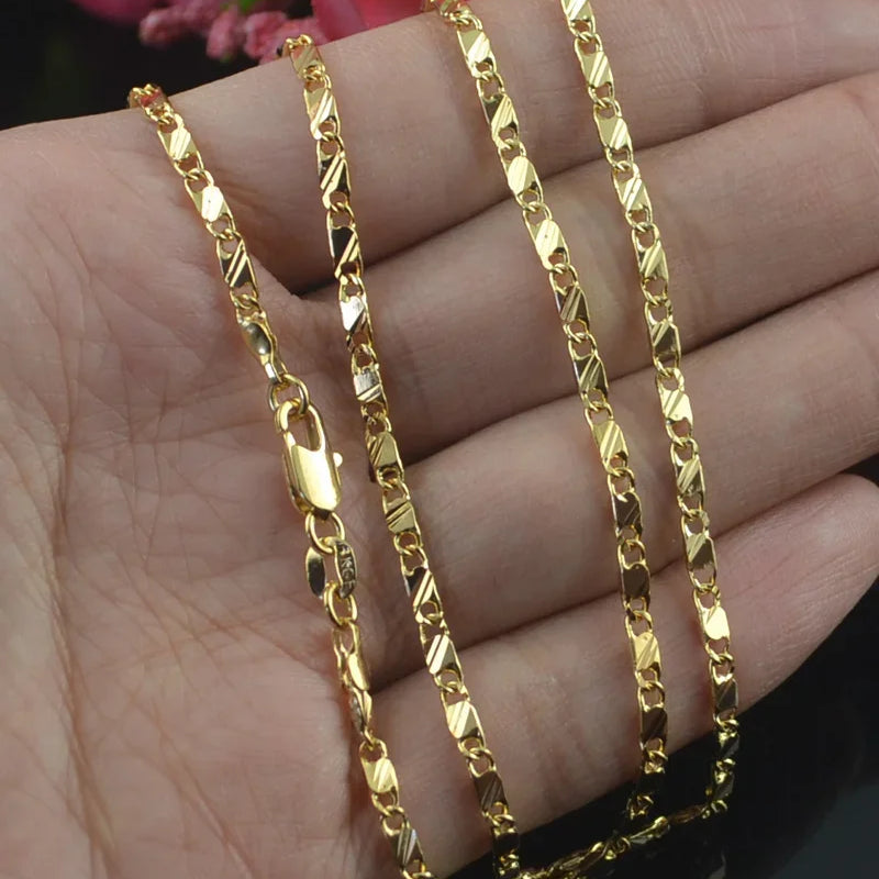 Exquisite Fashion 18K Gold Filled Necklace For Women Men Size 16 - 30 Inch Jewelry Chain - Visuel 6 | SAMAG