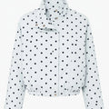 Laru Women Polka Dot 2 Piece Outfit Stand Collar Crop Jacket Side Zipper Wide Leg Pants Spring Casual Matching Tracksuit Set