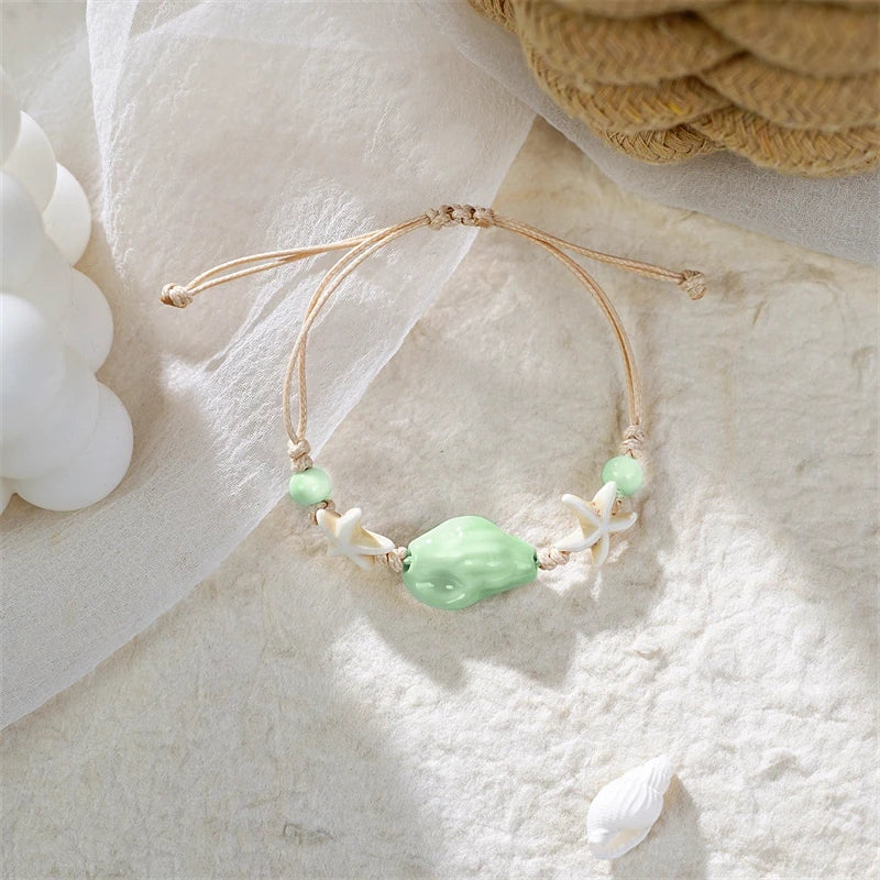 Bohemia Shell Conch Starfish Bracelet for Women Handmade Adjustable Rope Summer Beach Party Jewelry - Visuel 19 | SAMAG