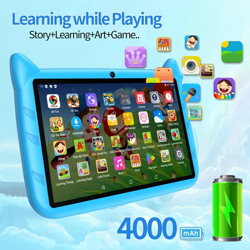 Global Unlocked 7 Inch Kids Educational Tablet 5G WiFi Android Quad Core 4+64GB Children Learning Gift Tablet Children's Gifts