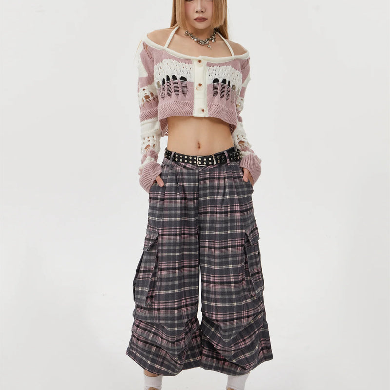 Summer Women Abi Goblin Core Plaid Jorts Harajuku Y2k - View 2 | SAMAG