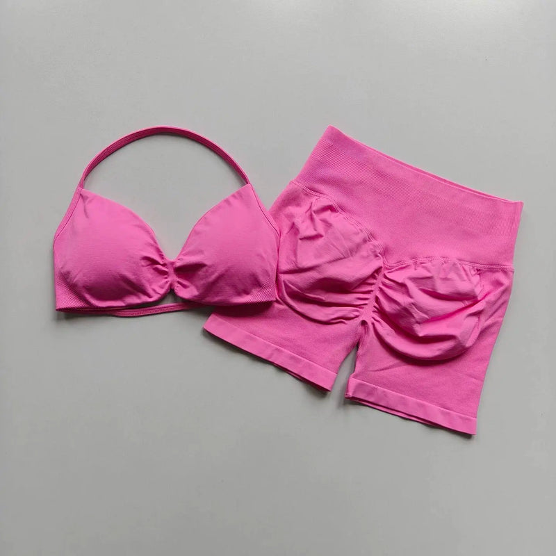 Yoga Set for Women, Fitness, Breathable, Quick Drying Training, Beautiful Back, Gathered Underwear, High Waist, Hip Lifting Shor