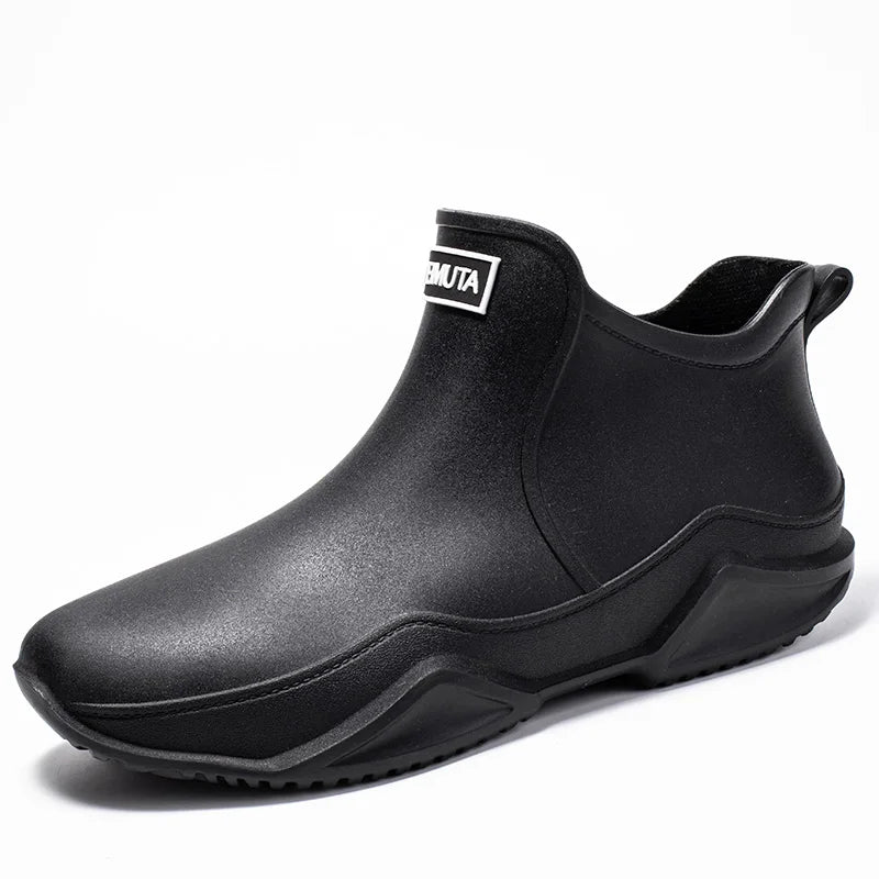 Men's Ankle Rain Boots Outdoor Waterproof  Men Rain Shoes Anti-Slip Wear-resistant Men Kitchen Water Shoes Fishing Rubber Shoes