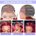 34 Inch 99J Burgundy Body Wave 13x4 HD Transparent Lace Frontal Wig Human Hair Pre Plucked Baby Hair Cuticle Aligned Colored Wig For Black Women