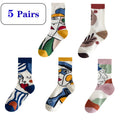 5 Pairs Tide Graffiti Socks Mid Tube Elegant Cartoon | SAMAG