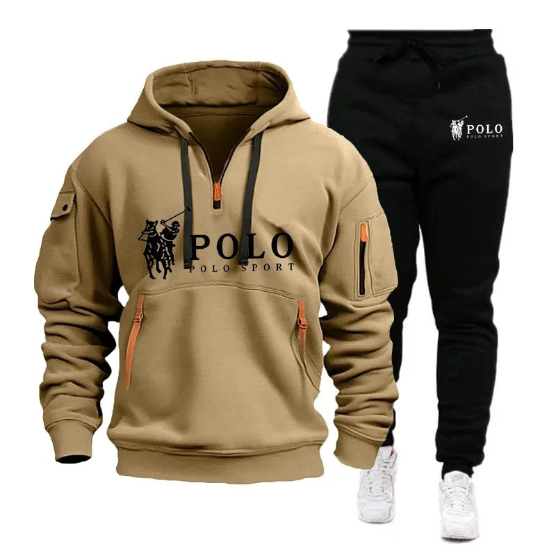Autumn and Winter Men's casual set, a fashionable outdoor hiking windproof and warm hoodie and pants 2 - View 4 | SAMAG