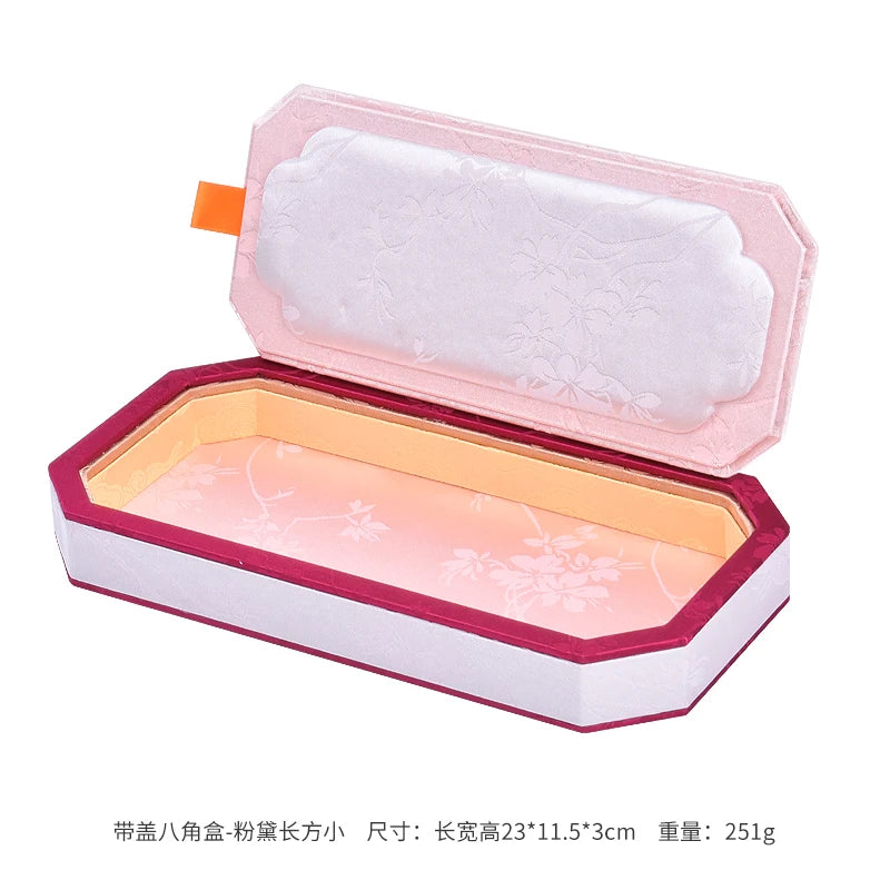 Luxury Chinese Vintage Silk Wooden Jewelry Box, Countertop Display Tray for Perfume Ring Bracelet, Velvet Gemstone Jade Storage