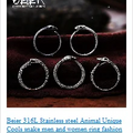 BEIER Stainless steel Cool Unique Black Stone Ring Titanium Steel Retro Old Totem Jewelry For Man Factory Price Sale BR8-334