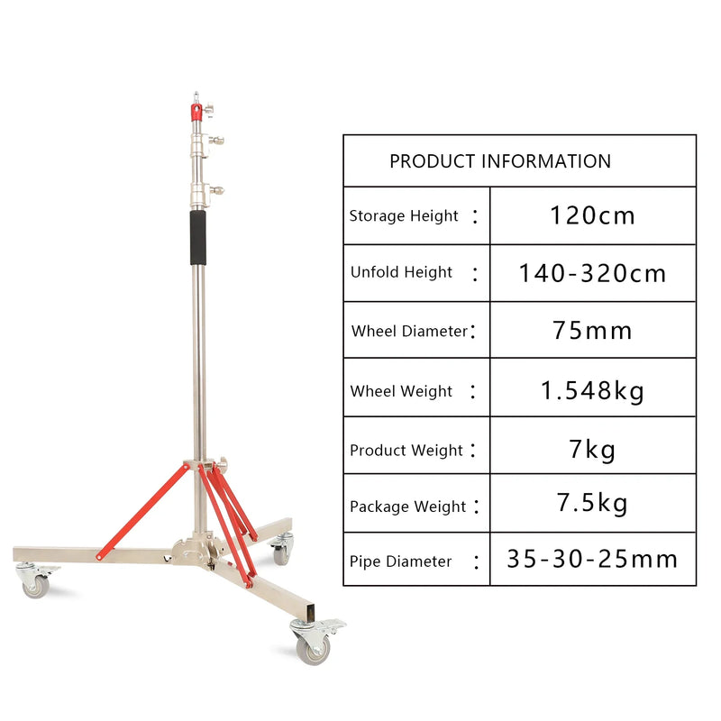 SH 2.9m Light Stand With Stainless Steel Kit Cross Arm  With Weight Bag Photo Studio Accessories Extension Telescopic Rod 2.49M