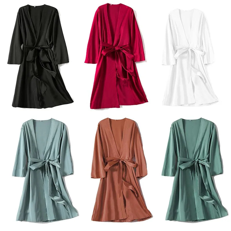 Kimono Bathrobe Gown Female Robe Set Satin Sleepwear | SAMAG