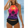 Sexy Solid Print Tankini Set Tied Halter Bikini Swimsuit | SAMAG