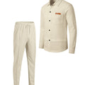 Men's New Style Waffle Plain Color Collar Button - Down Pockets Long - Sleeved Pants Casual Jacket Set - View 8 | SAMAG