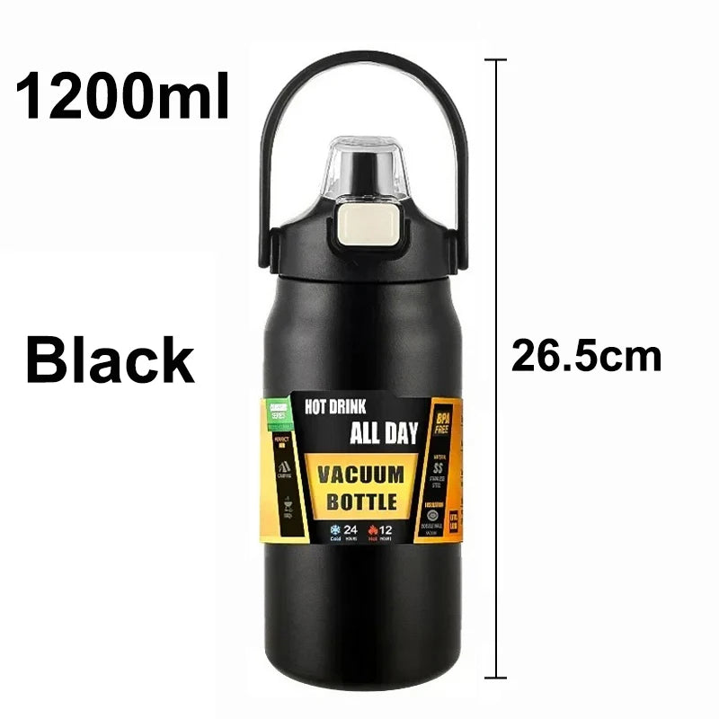 Outdoor Portable Thermos with Straw 304 Stainless Steel Thermal Mug Tumbler Cup Sports Vacuum Flasks Cold and Hot Water Bottle