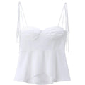 Tossy White Smocked Strappy Camisole Women's Sexy Sleeveless Ruffle Slim Bra Solid Color Streetwear Y2k Women's Tops Camisole