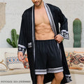 Men Pajama 2PCS Robe Set Spring Summer New Silk Satin Sleepwear Kimono Bathrobe Gown Loose Casual Home Clothing Loungewear