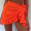 6 Colors Ruffle Bikini Cover Ups Short Skirt for Women 2024 Summer Sun Protection Sarong Bikini Beach Dress Brazilian Sarong