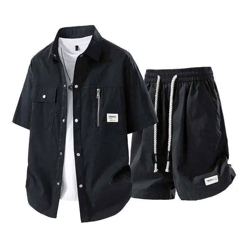 Men's Summer Casual Versatile Fashionable Cool Short - Sleeved Shirt And Set Trendy Business Outfit - View 2 | SAMAG