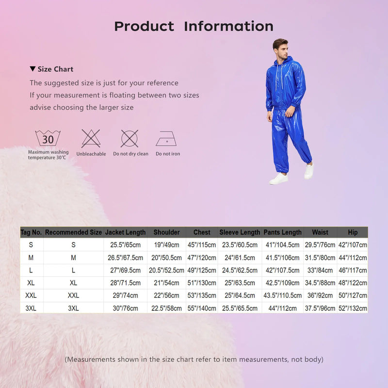Men's Sauna Tracksuit Set Zipper Hoodie Drawstring Pants | SAMAG