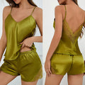 Sexy Backless Deep V Lace Luxury Summer Sleepwear Set | SAMAG