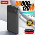 Lenovo 120w 50000mah Power Bank 12w Portable Fast Charger External Battery Powerbank High Capacity Powerbank For Iphone Samsung