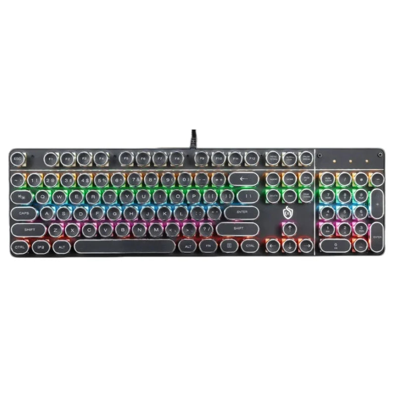 Steam Punk HJK920 Mechanical Wired Keyboard with Plated Keycaps Qing Axis for Esports Gaming - Durable Gaming Keyboard