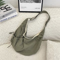 Retro Plaid Hobos Shoulder Bags for Women Drawstring Pocket Nylon Dumpling Bag Large Capacity Portable Travel Messenger Bag