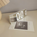 Modern Minimalist Voice-Control Alarm Clock, Black & White  Multi-Functional & Portable LED Mirror-Surface Digital Clock
