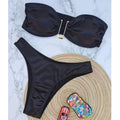 Summer Push Up Bandeau Swimsuit Straps Bikini Set Solid | SAMAG