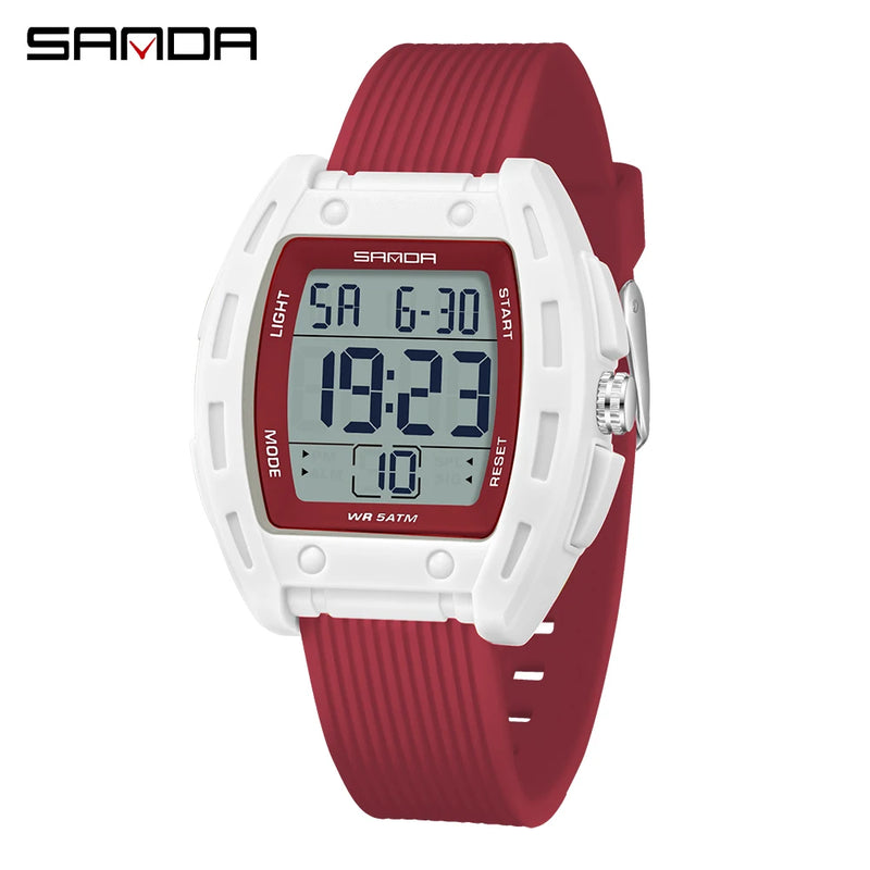 SANDA 6506 Men's Electronic Watches Stopwatch Alarm 5ATM Waterproof Sports Digital Watch for Men Luxury Shockproof Clock Reloj