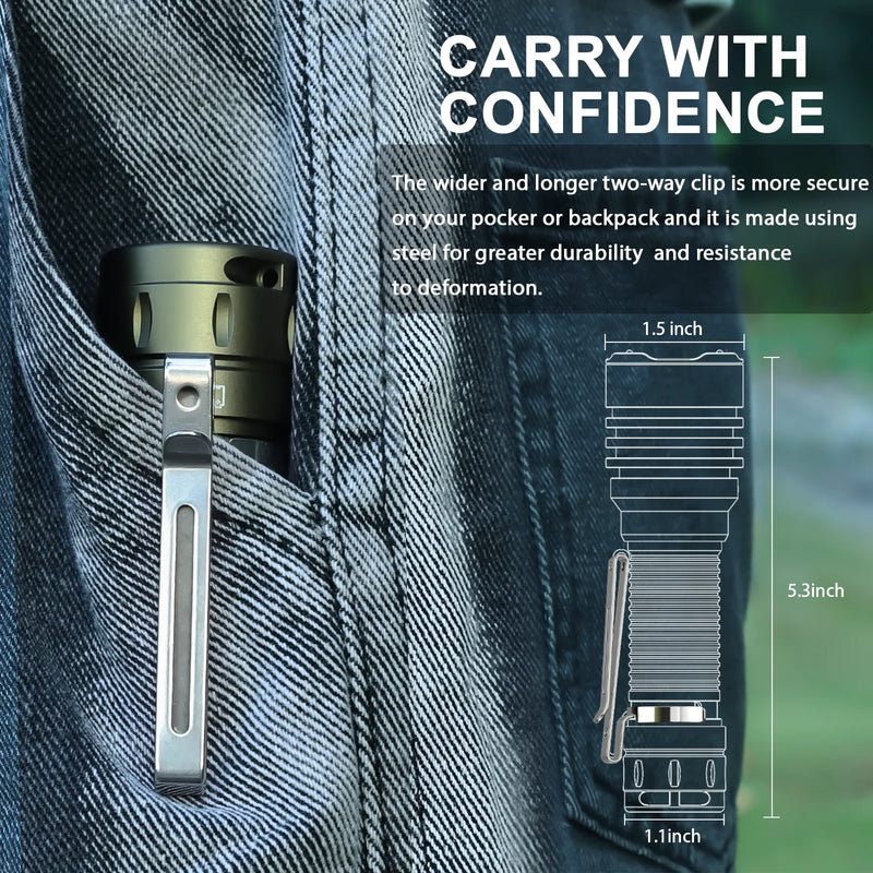 Wurkkos TS23 21700 Rechargeable Tactical Flashlight EDC 5000LM XHP70.3 HI LED Torch IPX-8 Waterproof Two Group Modes Tail Switch