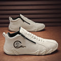 Men's Trendy Casual Side Zipper Short Boots Fashionable Flat Bottom Shoes Versatile for Outdoor Sports