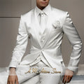 Men's Wedding Party Suits 3 Piece White Satin Mikado Jacket Vest Pants Set for Summer Banquet Party Father Gift Tailored Fit