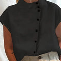 Elegant Cotton Linen Stand Neck Shirt Female Summer - View 10 | SAMAG
