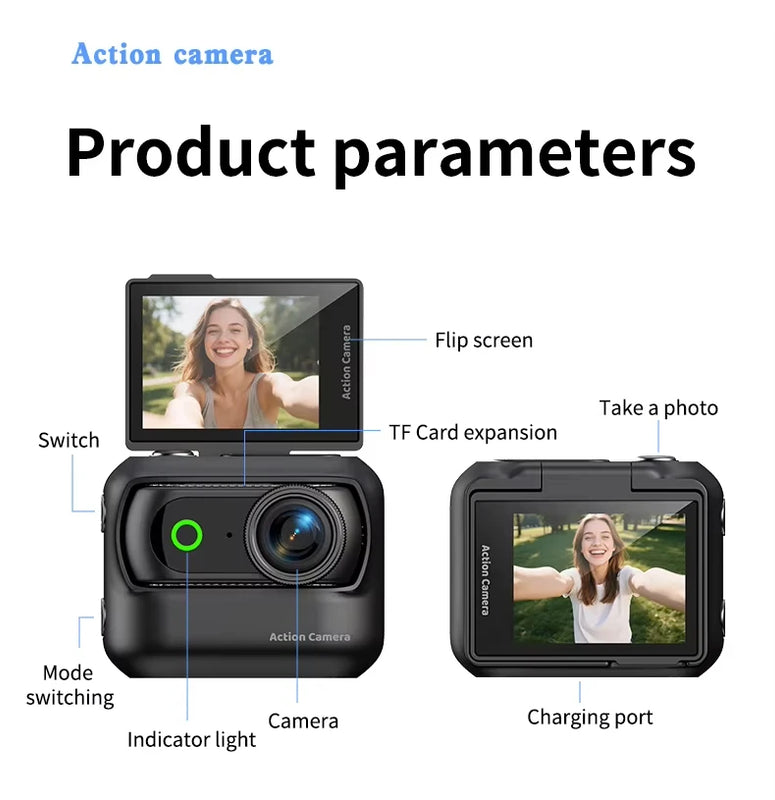 ANSVICAM 4K Mini POV Magnetic Sports Camera Anti-shake Portable Vlogging Camera with Charging Case Wearable Body Thumb Cameras