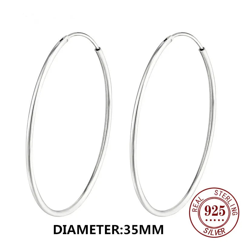 Senlissi - 18k Gold Plated Hoop Earrings For Women 925 Sterling Silver 2.0mm Fashion Rings Rose Cерьги - Visuel 23 | SAMAG
