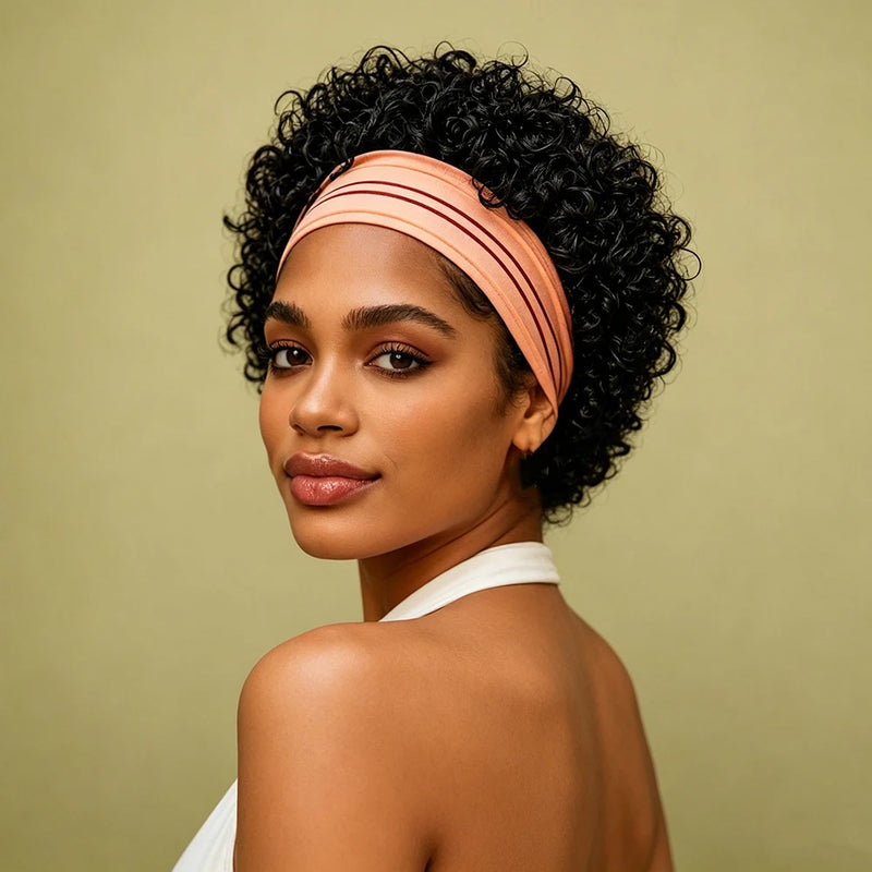 Pixie Cut Wigs Human Hair Short Headband Wig with Pre Plucked Hairline for Women Curly Wigs Bazilian Hair Full Machine Made Cap