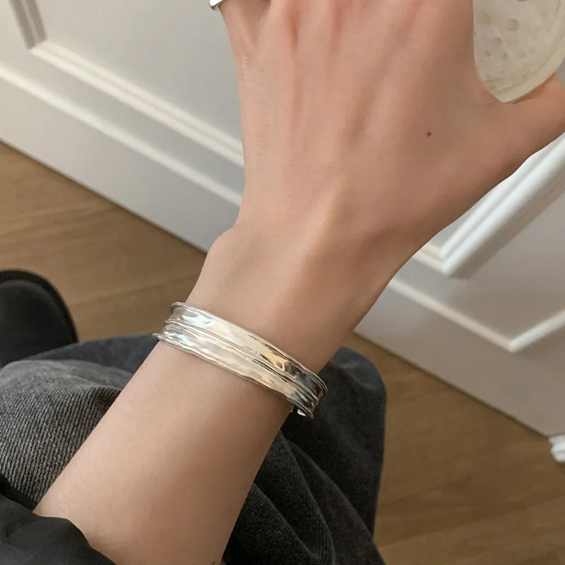 VENTFILLE 925 Sterling Silver Thai Silver Bracelet for Women Vintage Geometric Heart Love Lucky Punk Jewelry 2023 New Dropship