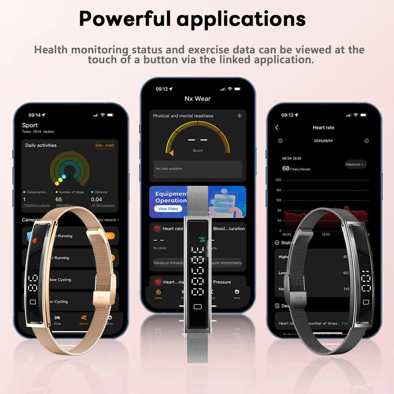 2026 New Fashion Women Smart Bracelet Sport Mode Fitness Tracker Heart Rate Health Monitoring IP68 Waterproof Smart Watch Men