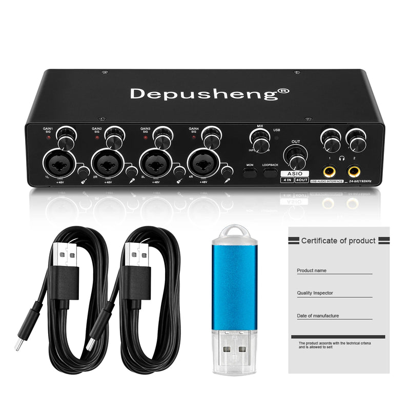 MQ22/44 ASIO Audio Professional Sound Card 2/4 Channel USB Audio Interface for Live Recording