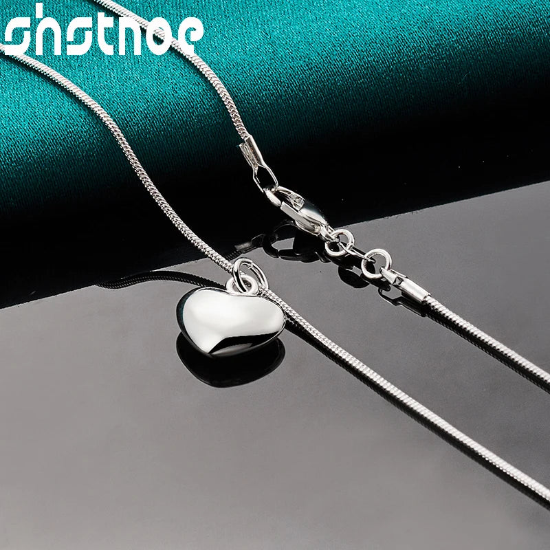 SHSTONE 18K Gold Heart Necklace For Woman Men Neck Chain Fashion Party Wedding Engagement Charm Jewelry Lovers Birthday Gifts