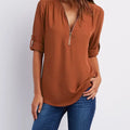 Women Cool Loose Shirt Deep V Neck Chiffon Fashion Blouse - View 13 | SAMAG