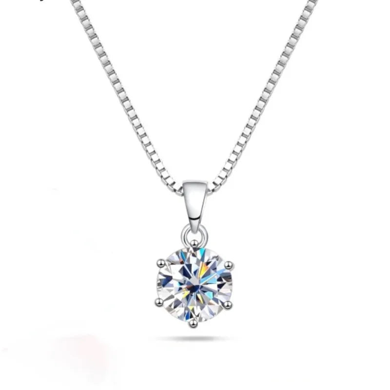 1Carat Genuine Moissanite Pendant Necklace for Women Top-Quality 925 Sterling Silver High End Jewelry Ideal for Weddings Parties