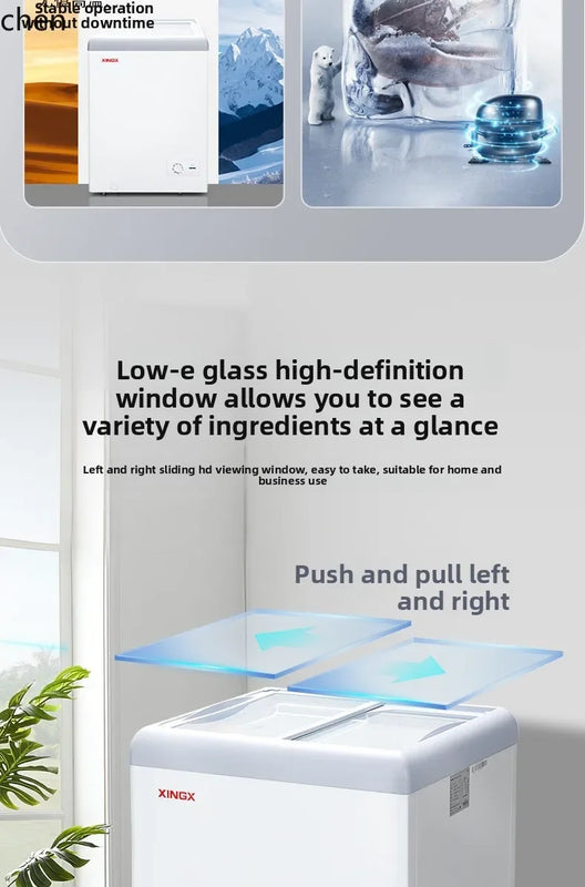 Freezer Large Capacity Frozen Display Refrigerated Fresh-keeping Glass Horizontal Ice Cream Cabinet