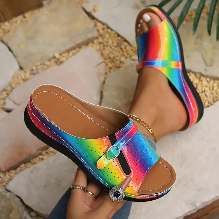Women Summer Platform Wedge Sandals Open Toe Casual Chic Dressy Slippers Comfortable Clogs Elegant Mules Shoes