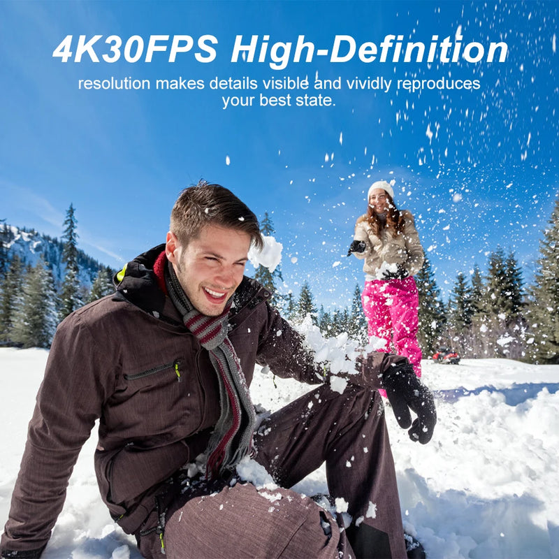 Ourlife Action Camera 4K 30FPS WiFi 30M Underwater Waterproof 170° DVR Sports Video Recording 2.0'' Screen Display Video Camera