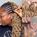 Premium Honey Blonde Highlight Human Hair Crochet Extensions Kinky Curly Deep Burmese Curl Pattern Feather Braids Pre Separated Miracle Knots Invisible Knotless Lightweight Soft Natural Looking Boho Hair