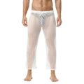Men's Fishnet Hollow Out Robes Classic Lounge Pants Sexy Sleepwear Mens Robe Sets Daily Home Sleeveless Bathrobes Hooded Pajamas