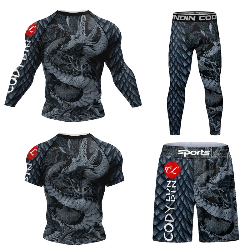 Cody Lundin Durability MMA BJJ Rash Guard Tight Exercise Jogging T - Shirts+Pants 3D Print Compression - View 17 | SAMAG