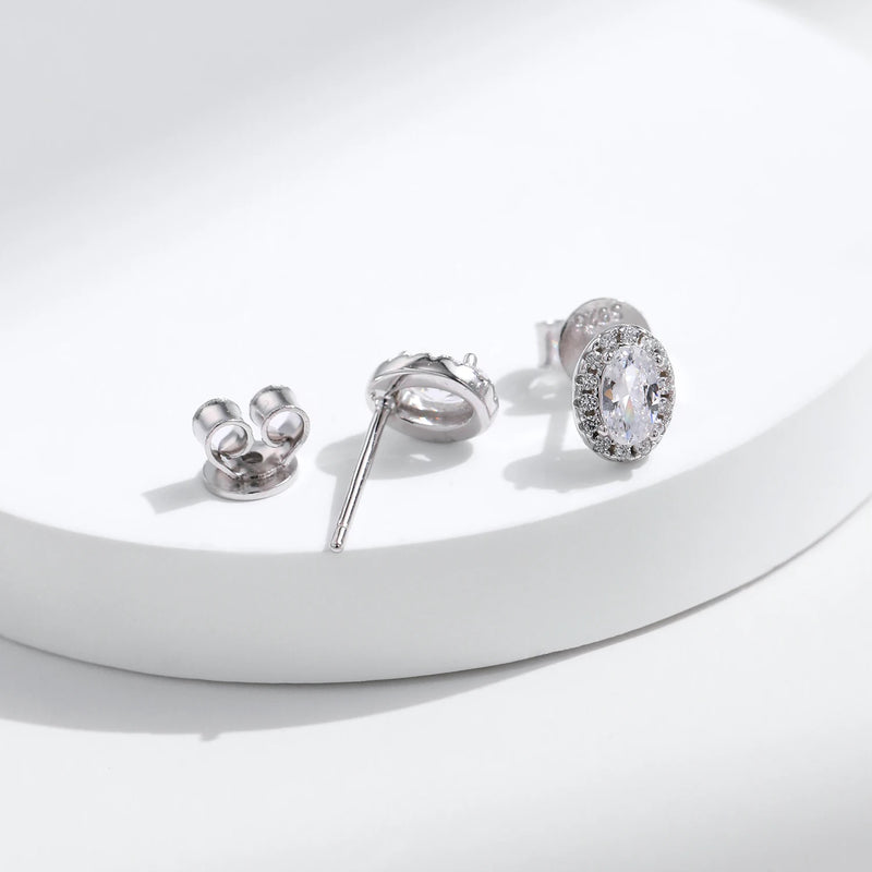 MODIAN Small Exquisite Stud Earrings 925 Sterling Silver Oval CZ Stackable Earrings For Women Date Party Fine Jewelry