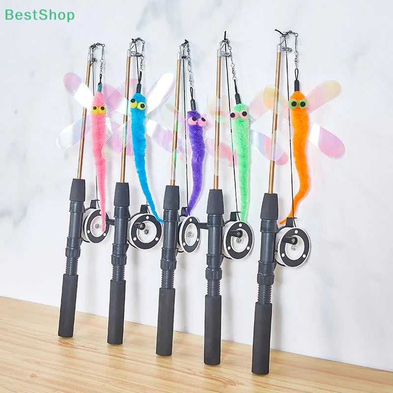🍄Telescopic Fishing Rod Cat Teaser,Funny Kitten Wand Pet Toy